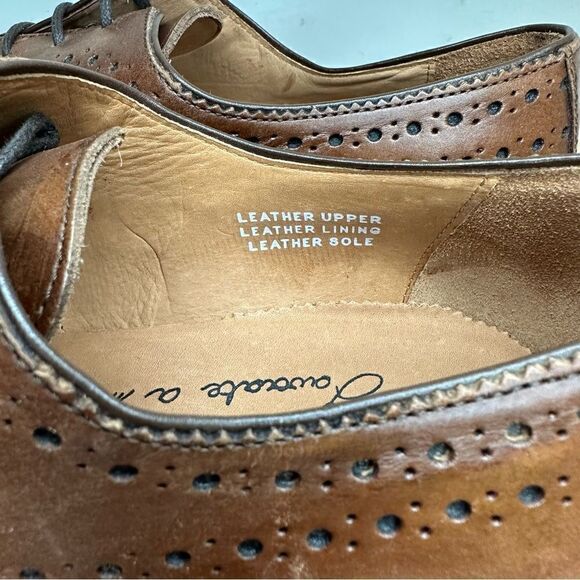 Calzoleria Toscana Brown Genuine Leather Brogue Wingtip Oxford Shoes - Picture 5 of 13
